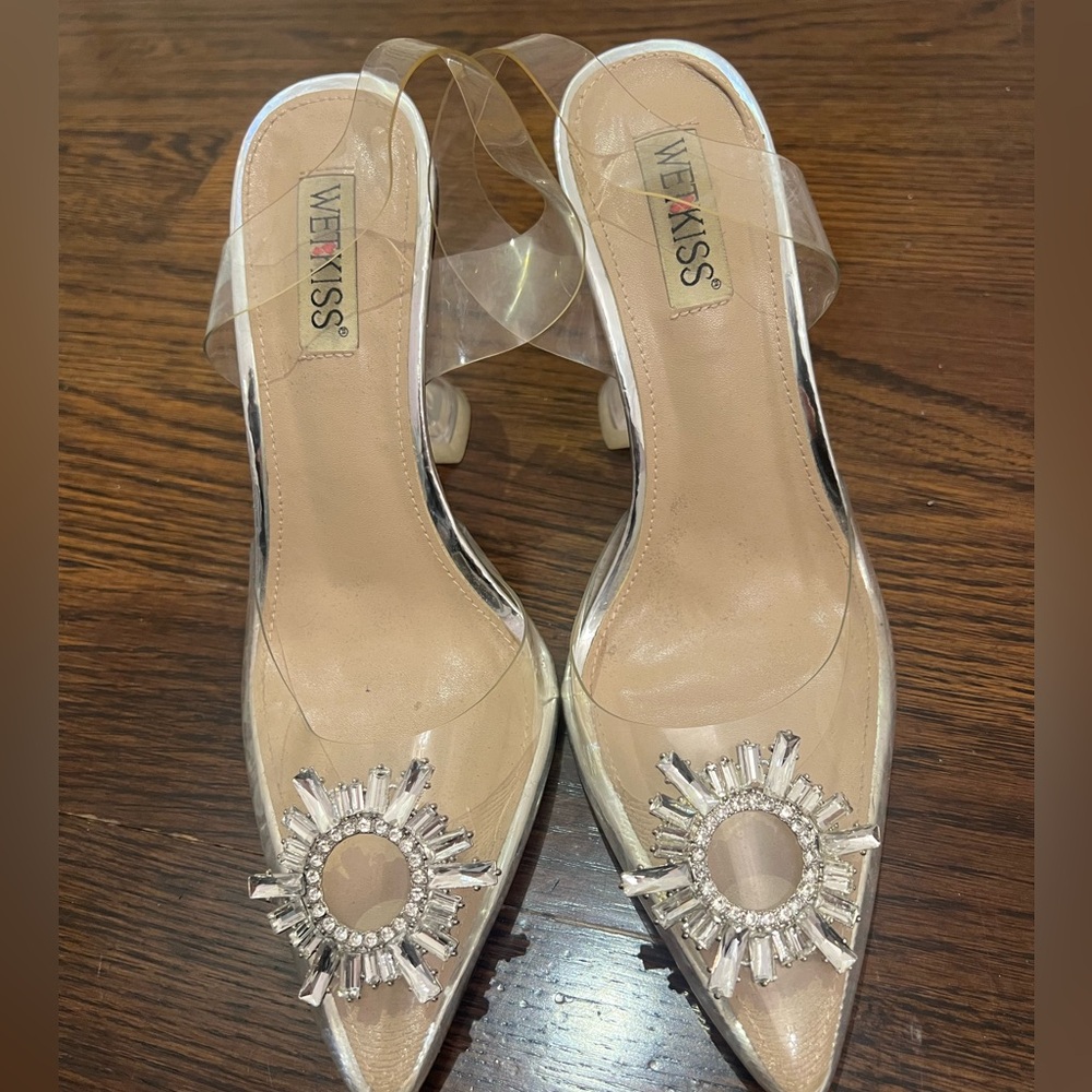 Vince Kiss Women's Clear Silver Embellished Heels